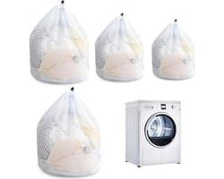 Wasnetten voor wasmachine - 4 herbruikbare waszakken, fijnmazig met koordstopper voor delicate kleding, jeans en truien