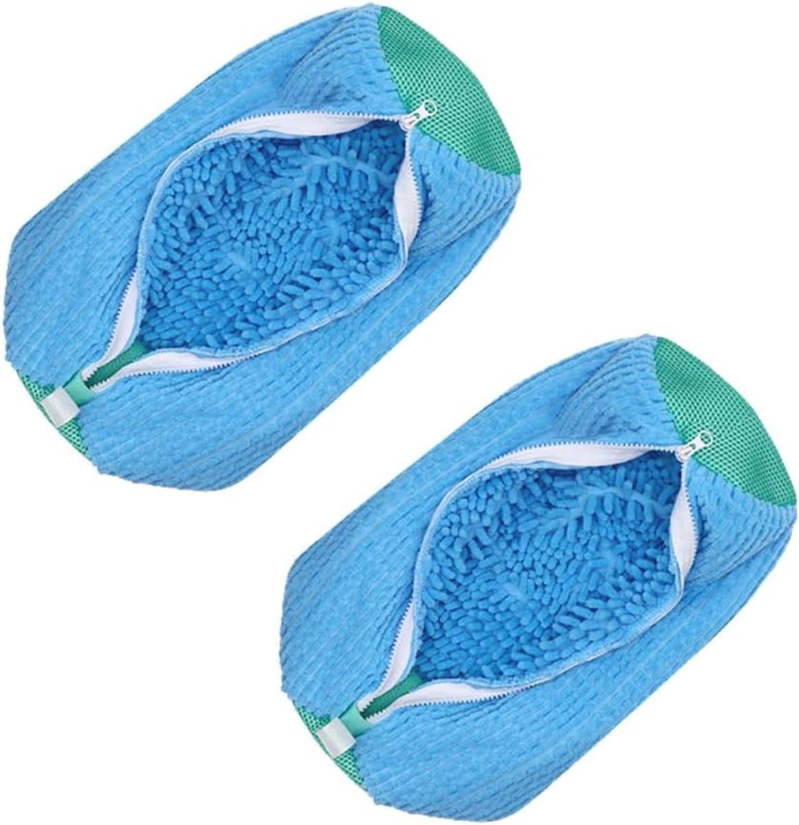 2-delige multifunctionele reinigingszakken, Geschikt voor schoenen en wasgoed, pluizige vezels Geschikt voor 360° rondom reinigen, herbruikbare waszakken (blauw) — afbeelding 1