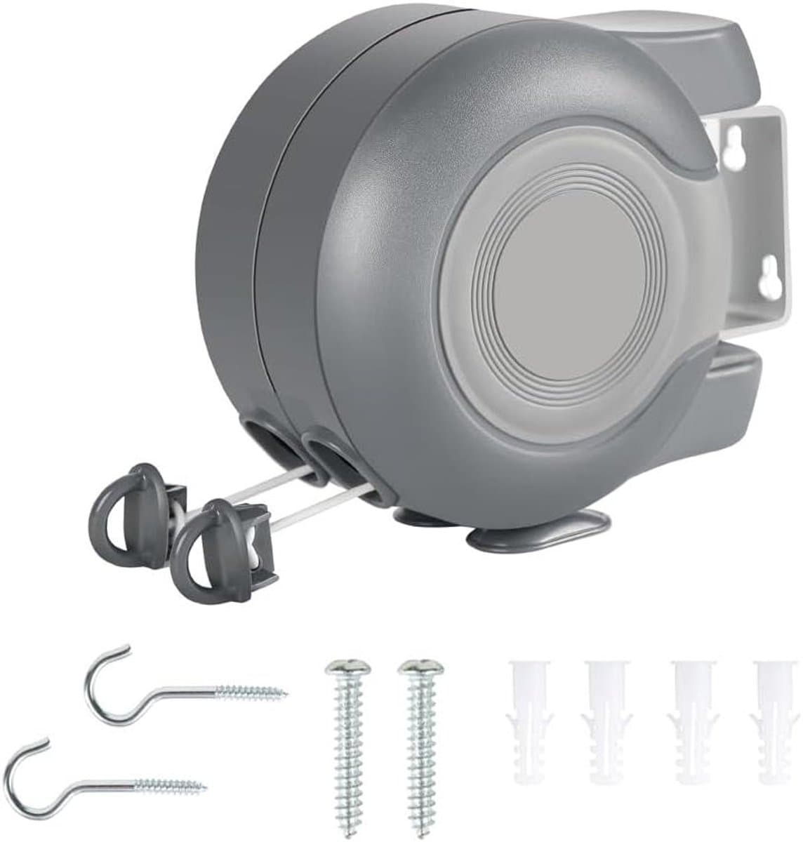 30m Outdoor Heavy Duty Retractable Double Clotheslines Wall Mounted Extendable Drying Line for Drying Room Grey — afbeelding 1