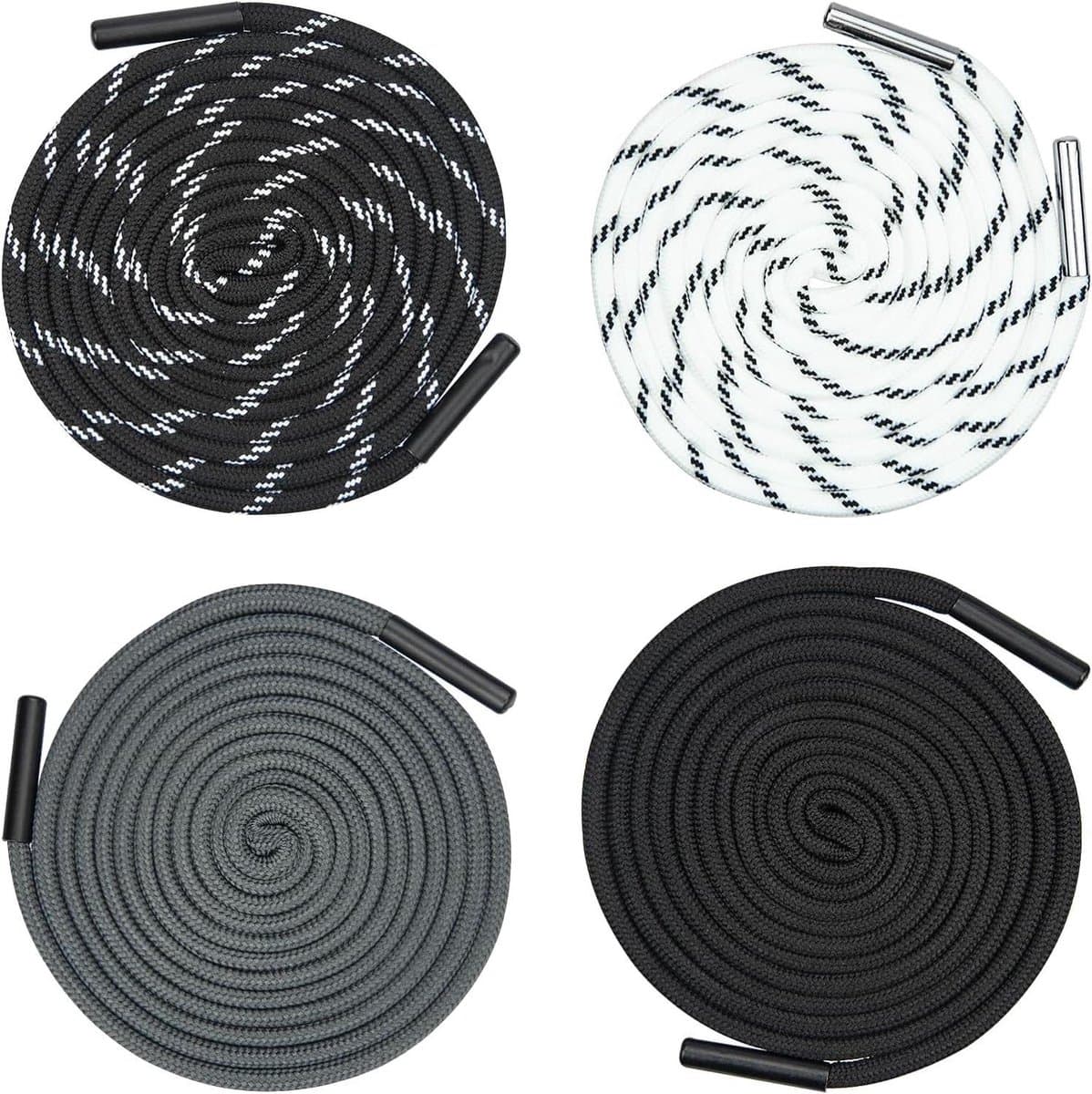 Allecto Plus - Vervangend Trekkoord van 162cm - Set van 4 - Katoenen Touw voor Kleding en Tassen - Duurzame Metalen Punten - 4 Kleuren — afbeelding 1
