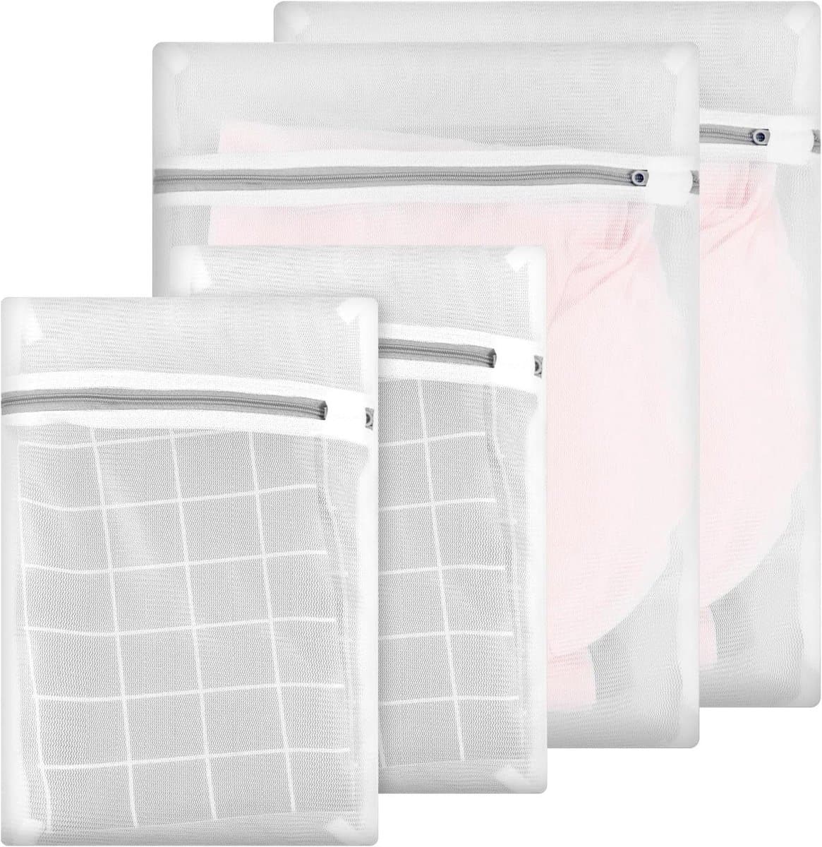 Allecto Plus - Set van 4 waszakken voor de wasmachine - Duurzame wasnetten voor reizen - Met ritssluiting - Ideaal voor fijne was - 40 x 30 cm en 30 x 20 cm - Beha sokken reisschoenen — afbeelding 1