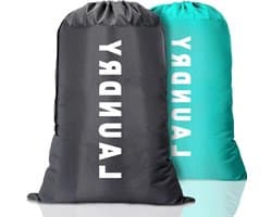 Allecto Plus - 2-Pack Grote Waszakken voor Vuile Kleding - 91 × 61 cm - Trekkoord - Herbruikbaar - Reizen - Vakantie - Kamperen - Thuisgebruik