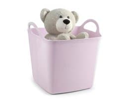 Plasticforte kunststof Kuip / emmer / wasmand - flexibel - oudroze - 27 liter - vierkant - met hengsels - 36 x 34 x 37 cm