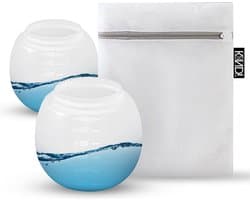 Wasbal net voor de wasmachine - Voorkomt vervuiling van de lade - Set van 3 met 2 maatbekers 230 ml XXL en 1 waszak 30 x 40 cm