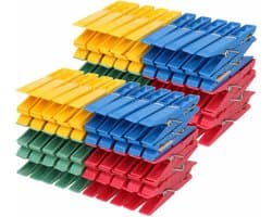 Wasknijpers set - 100 stuks - gekleurd - kunststof - 7 cm - was ophangen - Wasgoedknijpers