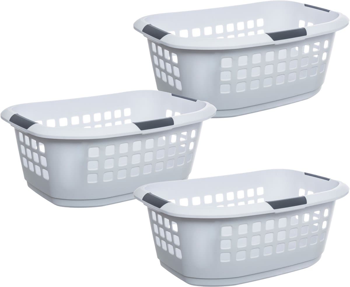 5Five Wasmand extra groot - 3x - wit - kunststof - 51 liter - 67 x 47 x 27 cm - ruime wasmanden — afbeelding 1