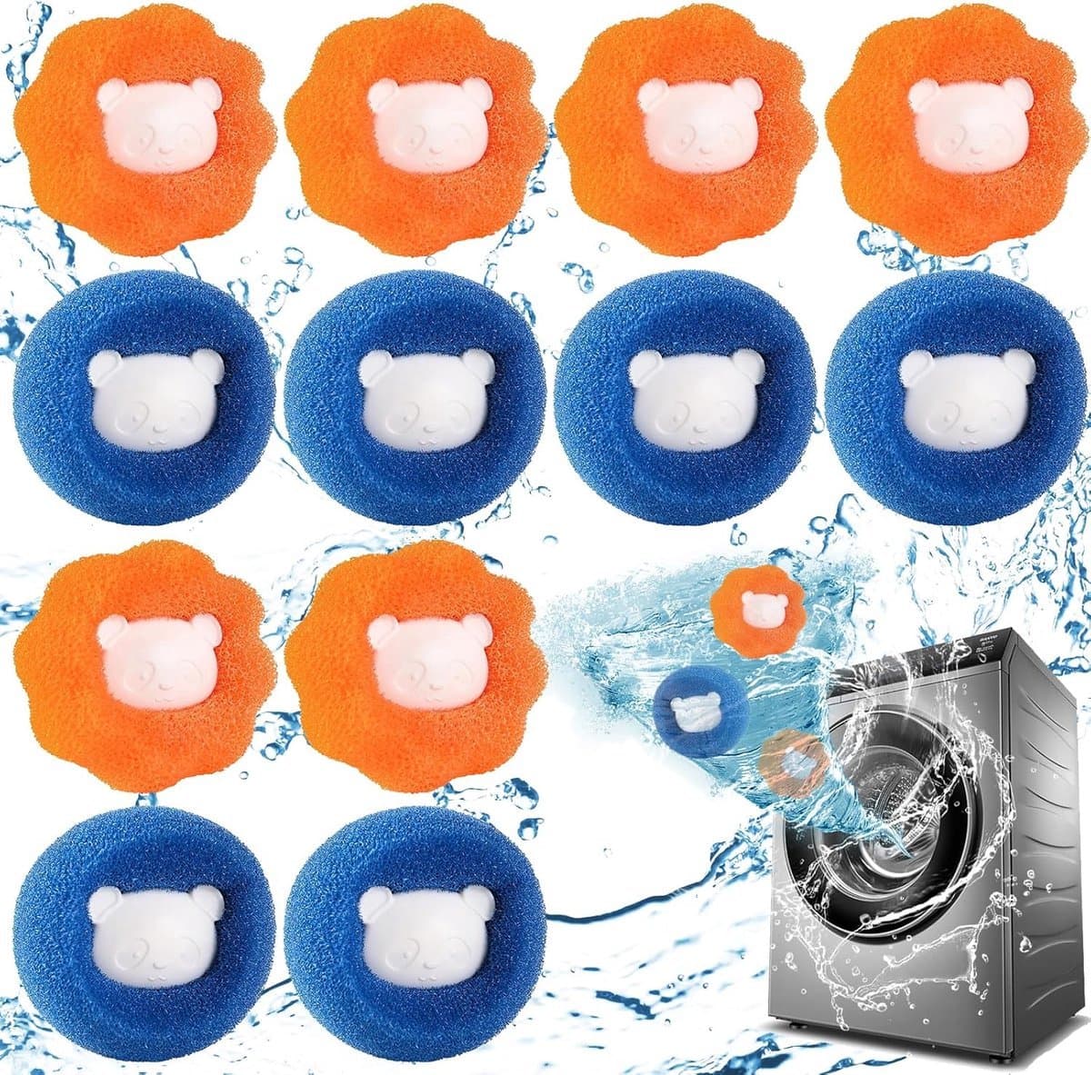 Wasballen Voor Wasmachine - 12 Stuks - Wasbal - Anti Haar - Wasdrogerbal - Wasverzachterbal - Wasdroogbal - Anti-Rollende Wasbal -Schoonmaakbenodigdheden - Huishoudelijke Gadgets - Herbruikbare -Haar Opvanger - Voor Wasmachine/Droger - 6.5x6.5x5cm — afbeelding 1