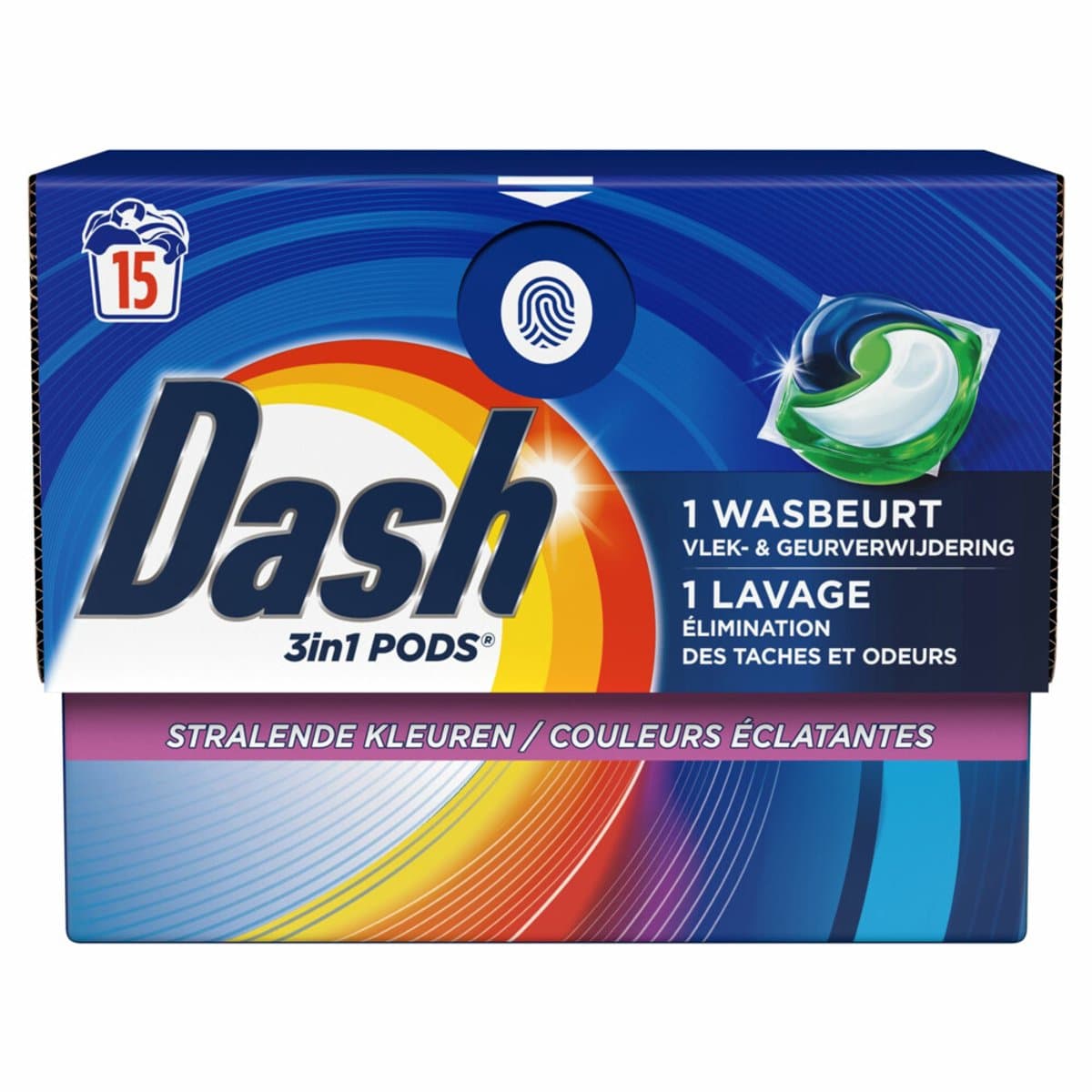 Dash Wasmiddelcapsules 3in1 Pods Stralende Kleuren - 4 x 15 stuks - Voordeelverpakking — afbeelding 1