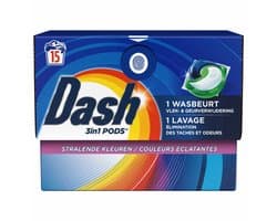 Dash Wasmiddelcapsules 3in1 Pods Stralende Kleuren - 4 x 15 stuks - Voordeelverpakking