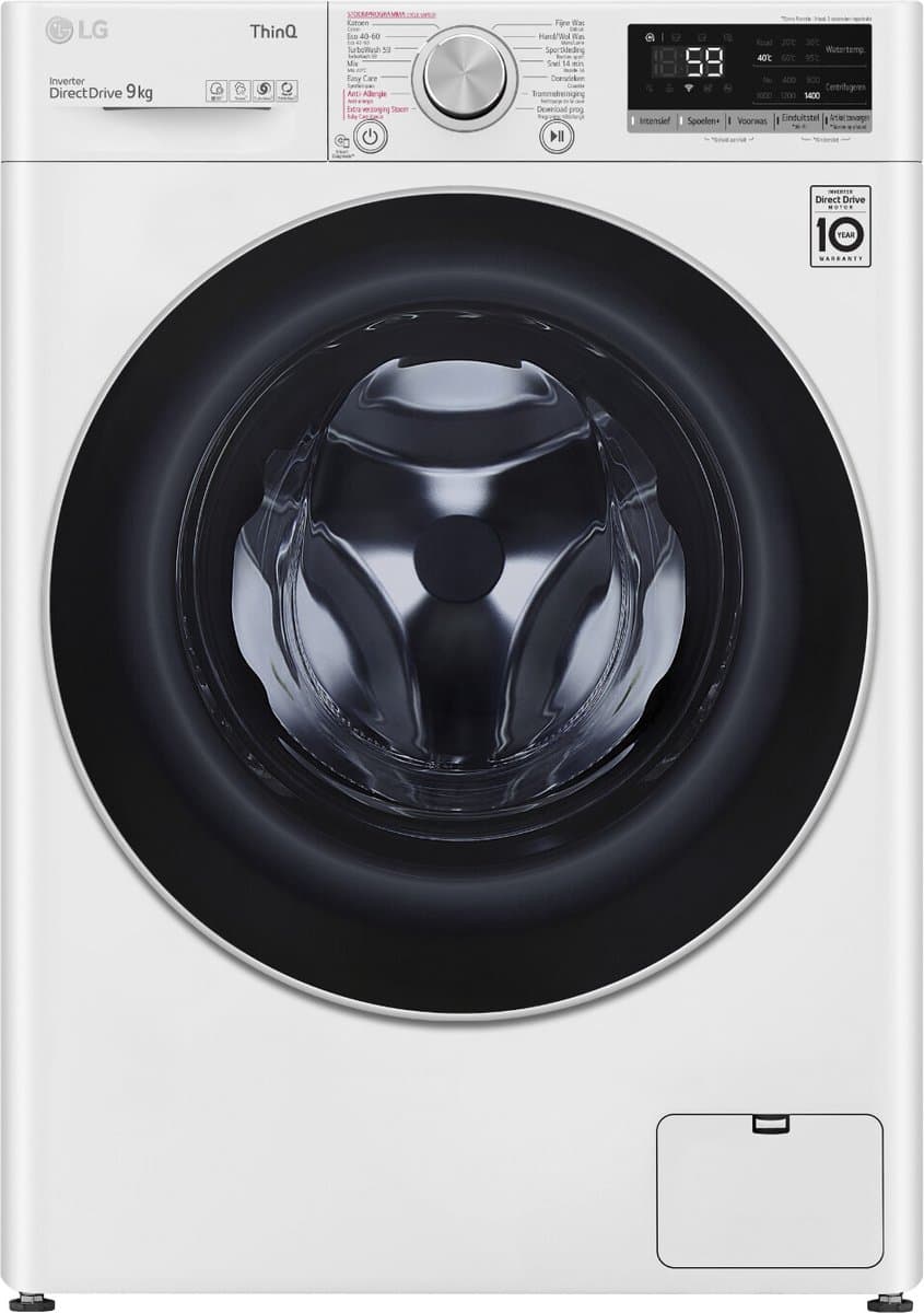 LG F4WV509S1H wasmachine Voorlader 9 kg 1400 RPM Wit — afbeelding 1