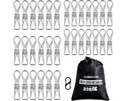 Metalen Was Knijpers - Kleding Pinnen Clips - Kleding Ophangen - Roestvrij Staal Duurzaam - 50 Stuks - Metallic