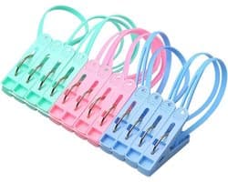 Kledingknijpers - Handdoekclips - Drogen en Ophangen - Windproof Anti-slip - 12 Stuks - Gekleurd