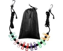 Reis Waslijn - Draagbare lijn - Kleding drogen - Met 12 clips - 13.9 cm - Grijs