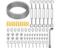 Kabelset Met Staaldraad - 35m/2mm Roestvrijstalen Kabel - M4 Spanschroeven - Tuindraad Voor Het Vastzetten Van Klimplanten, Druivenranken, Klimrek Of Tent