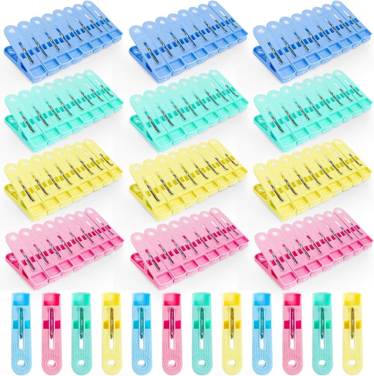 Kleurige Kledingknijpers Set van 100 Stuks, Winddicht en Met Zachte Grip voor Waslijn en Droogrek — afbeelding 1