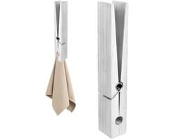Houten Knijpers - Grote Klemmen - Kleding Ophangen - Wandvriendelijk Ontwerp - 30 cm Lengte - Wit