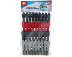 Edco wasknijpers set - 36 stuks - kleurrijke kunststof knijpers.