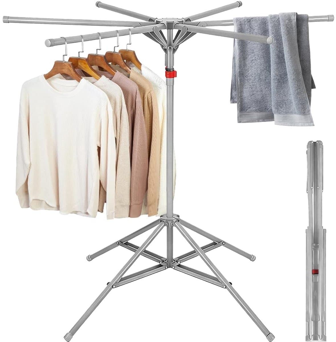 Dailygoods- Droogrek Uittrekbaar - Inklapbaar - Stabiel - Ruimtebesparend - 6 Vleugels - Voor Balkon/Binnen/Buiten - Wasrek — afbeelding 1