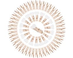 60x Mini Houten Hartjes Clips - Kleine Decoratieve Waslijnklemmen voor Foto's en Kaarten