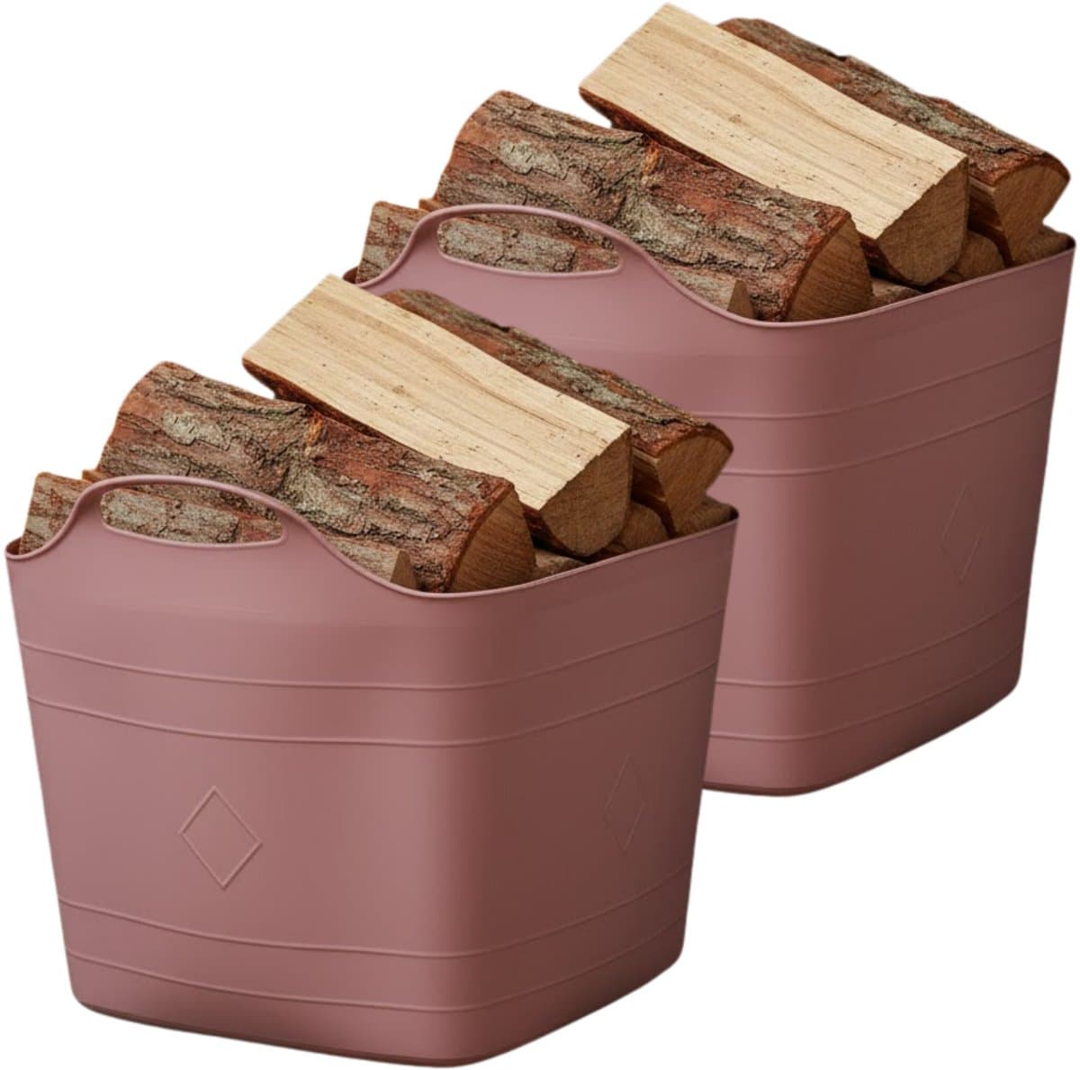 Excellent houseware flexibele kuip / emmer - 2x - roze - 25 l - kunststof - 40 x 35 cm - met handvatten — afbeelding 1