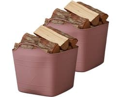 Excellent houseware flexibele kuip / emmer - 2x - roze - 25 l - kunststof - 40 x 35 cm - met handvatten