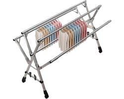 Opvouwbaar Wasrek - Kledingdroger Wielen - Buiten Droge Kleding - Verstelbare Lengte - Tot 240cm