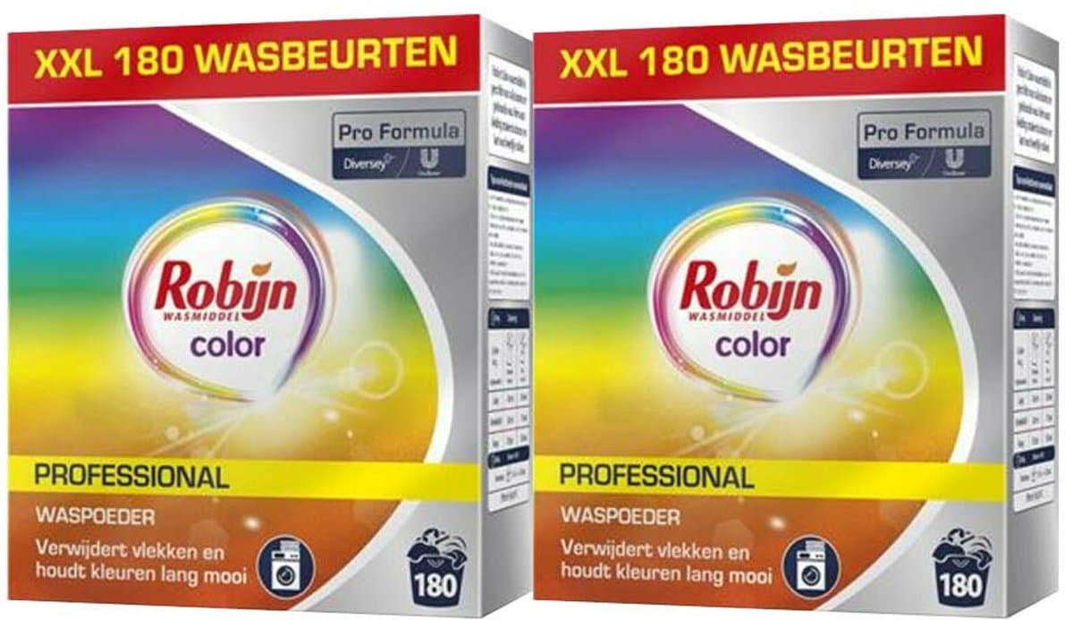 Robijn Professional Wasmiddel Poeder Gekleurde Was 180 Wasbeurten Pro Formula - 2 x 8 kg - Voordeelverpakking — afbeelding 1