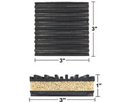 Anti Vibratie Pads - Rubber en Kurk - 4 Pack 3" x 3" x 7/8" voor Geluidsoverdracht Isolatie