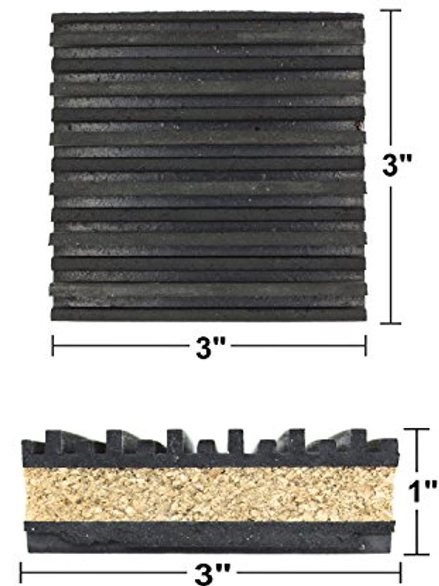 Anti Vibratie Pads - Rubber en Kurk - 4 Pack 3" x 3" x 7/8" voor Geluidsoverdracht Isolatie — afbeelding 1