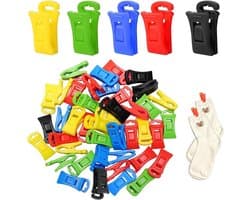 60 stuks sokkenclips - sokkenclip voor wasmachine en droger - sokkenhouder met haken - kleurrijke sokkenclips - multifunctionele sokkenklem - drogen en bewaren van gepaarde sokken - kleurenmix voor efficiënt gebruik