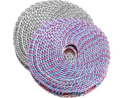 SnelShoppen - 2 Pack Verstelbare & Winddichte Waslijn, 5m Retractable Drooglijn voor Beddengoed, Kleding, Camping Accessoires, Binnen & Buiten