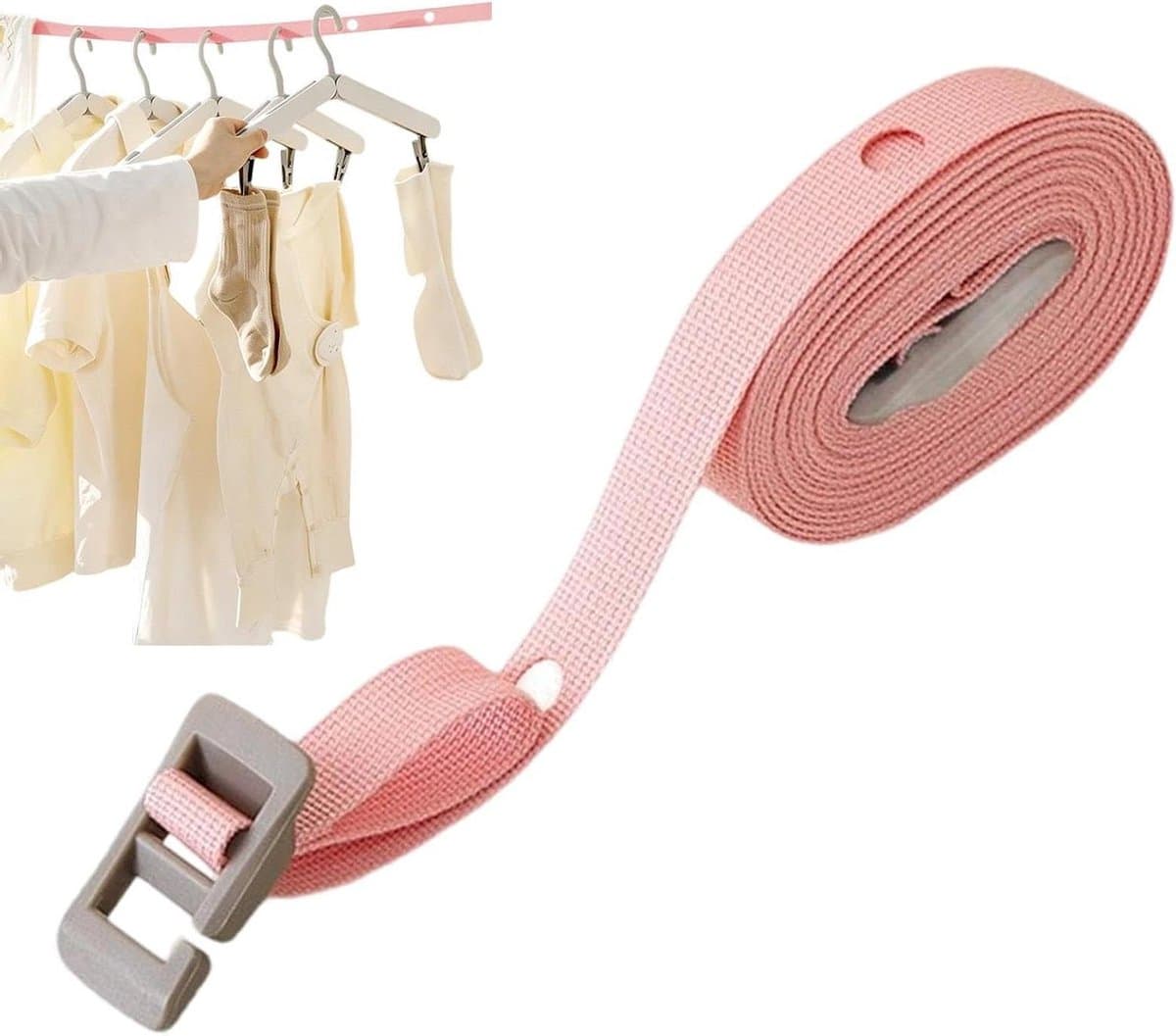 Waslijn Buiten - Drooglijn Kampeer - Kleding Drogen - Winddicht Ontwerp - 3.5 Meter - Roze — afbeelding 1