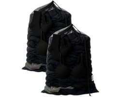 Waszak Groot XL - 60x90CM - 2 Stuks - Laundry Bag - Wasnet - Waszakje - Treksysteem - Trekbandsluiting - Polyester - Schoenenzak - BLACK