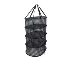 Hangend Drooggaas - Opvouwbare Drogermand - Voedsel Drogen - Ademend Polyester Gaas - 4 Niveaus - Grijs