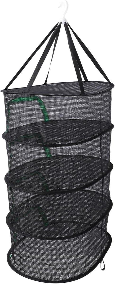 Hangend Drooggaas - Opvouwbare Drogermand - Voedsel Drogen - Ademend Polyester Gaas - 4 Niveaus - Grijs — afbeelding 1