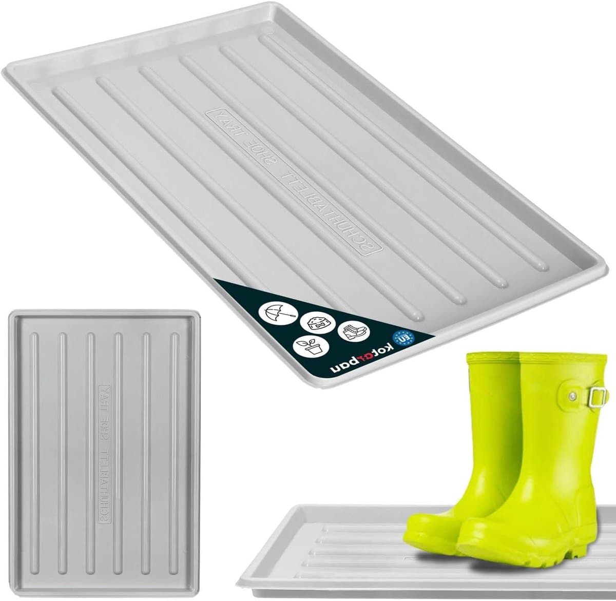 Schoenen lekbak - Schoenendruipbak mat - Vloer beschermen - Hoge opstaande kant - 45 x 30 cm - Grijs — afbeelding 1