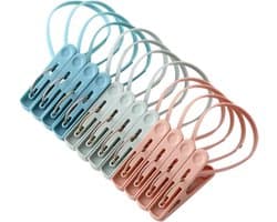Kleding Pins - Wasknijpers Touw - Kleding Drogen - Ultra Sterke Klemkracht - 12 Stuks - Meerkleurig