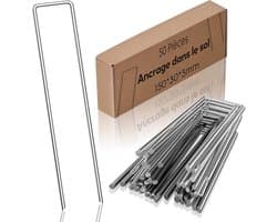 SnelShoppen - 50 Stuks RVS Grondankers/Grondpennen - Roestvrij en Gegalvaniseerd - 150mm x 30mm x Ø 3mm - Ideaal voor Tuin, Camping en Feesten