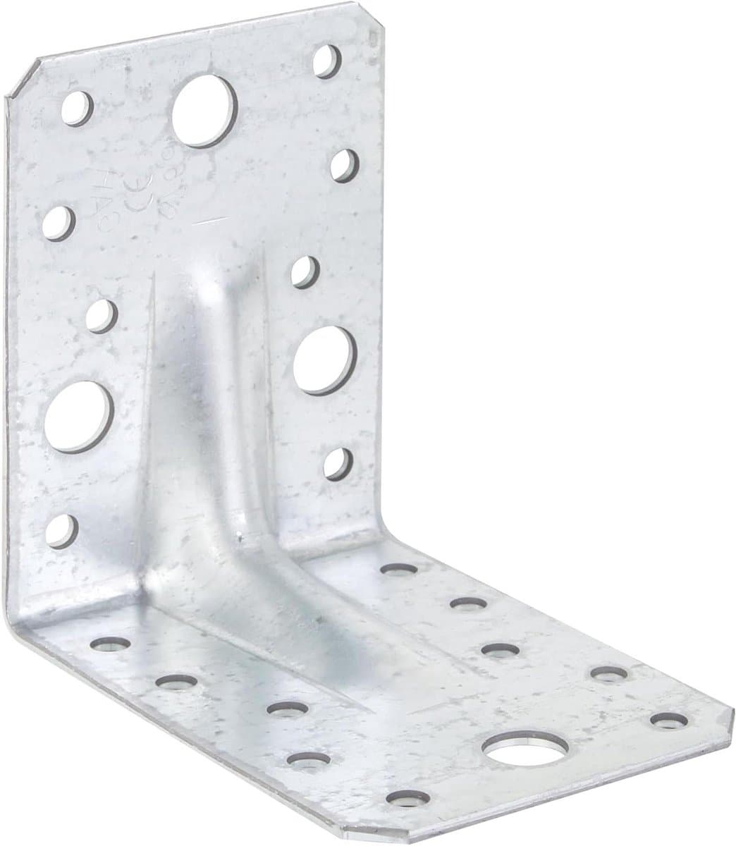 Hoekanker Extra Sterk - Versterkte Hoek - Houtverbindingen Maken - Met Rib - 90x90x65 mm - Verzinkt — afbeelding 1