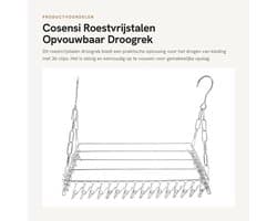 Dailygoods- Wasdroogrek Roestvrij staal - Opvouwbaar Kledingdroogrek - 36 Clips - Winddicht Hanger - Voor Handdoeken/Lingerie - 40cm Lengte - Kledinghanger