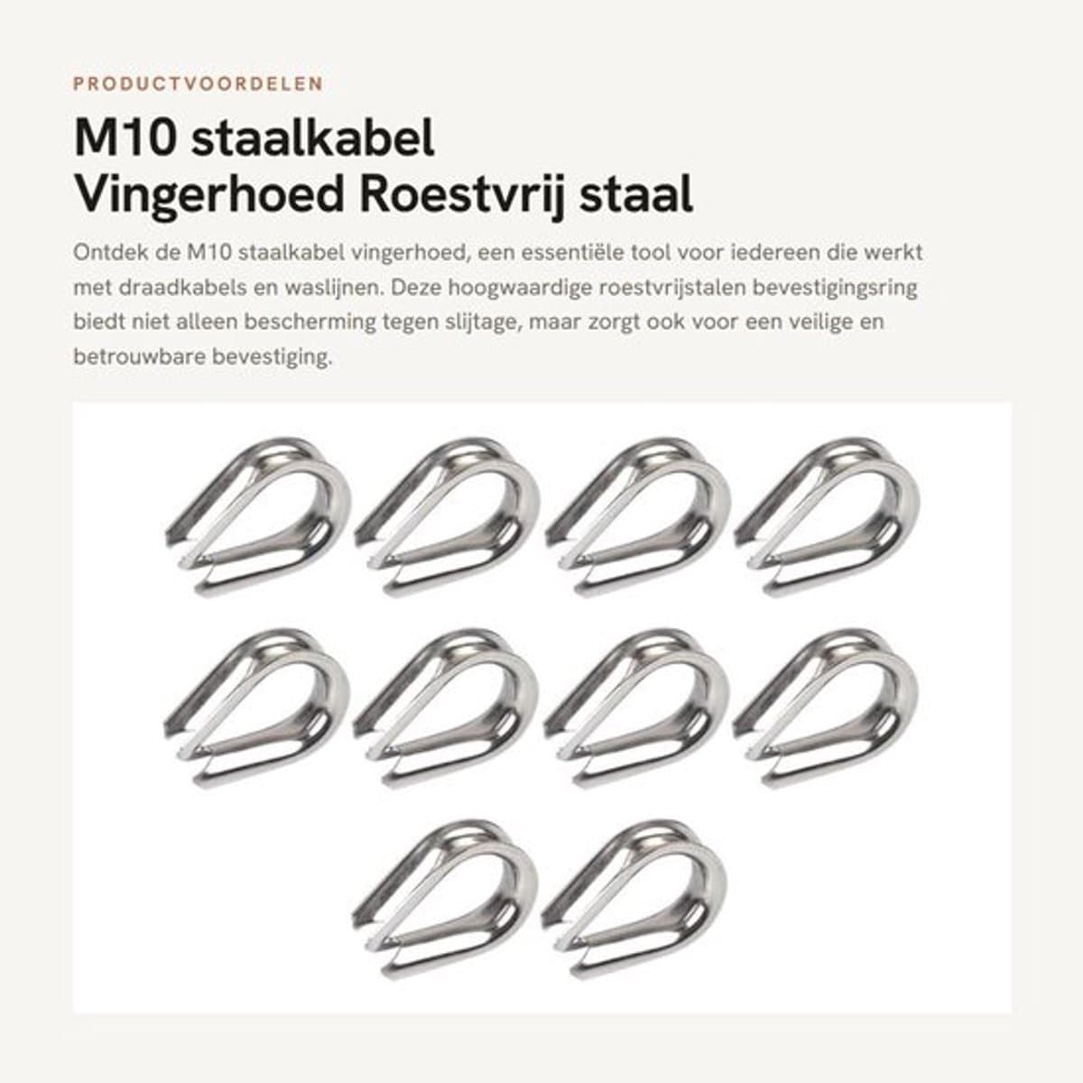 Staalkabel M10 - Roestvrij Staal 304 - Bevestigingsring - Kabelhuls - Slijtagebescherming - Geschikt voor Draadkabels — afbeelding 1