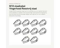 Staalkabel M10 - Roestvrij Staal 304 - Bevestigingsring - Kabelhuls - Slijtagebescherming - Geschikt voor Draadkabels
