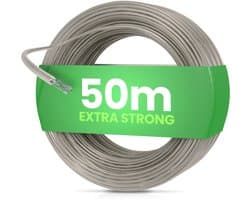 Dailygoods- Waslijn 50m Extra Sterk - Waslijn Uittrekbaar - Waslijn met Stalen Kern - Vervangingslijn voor Droogmolen - Duurzaam - Efficiënt Ophangen - Waslijn Touw