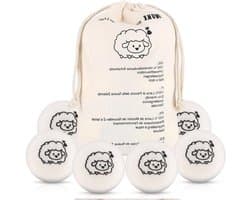 Drogerballen van 100% pure schapenwol voor wasdroger, natuurlijke wasverzachter, antistatisch - Set van 6 met opbergtas