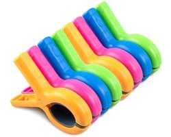 8 stuks meerkleurige strandhanddoekklemmen, duurzaam, grote kunststof wasknijpers, wasspelden, windschermclip voor ligstoel en strand