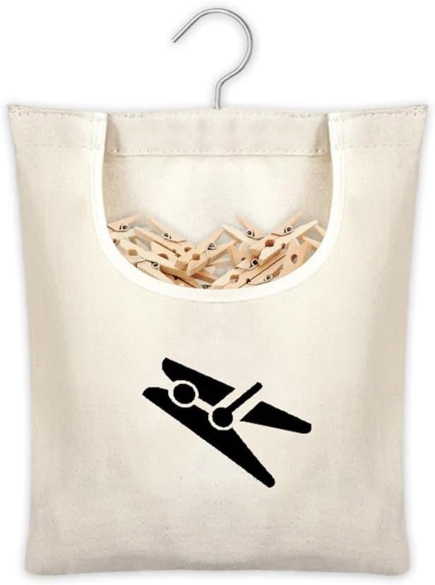 Wasknijpertas - Beige - 30 x 25 cm - Duurzaam Canvas met Haken - Voor Buitengebruik — afbeelding 1