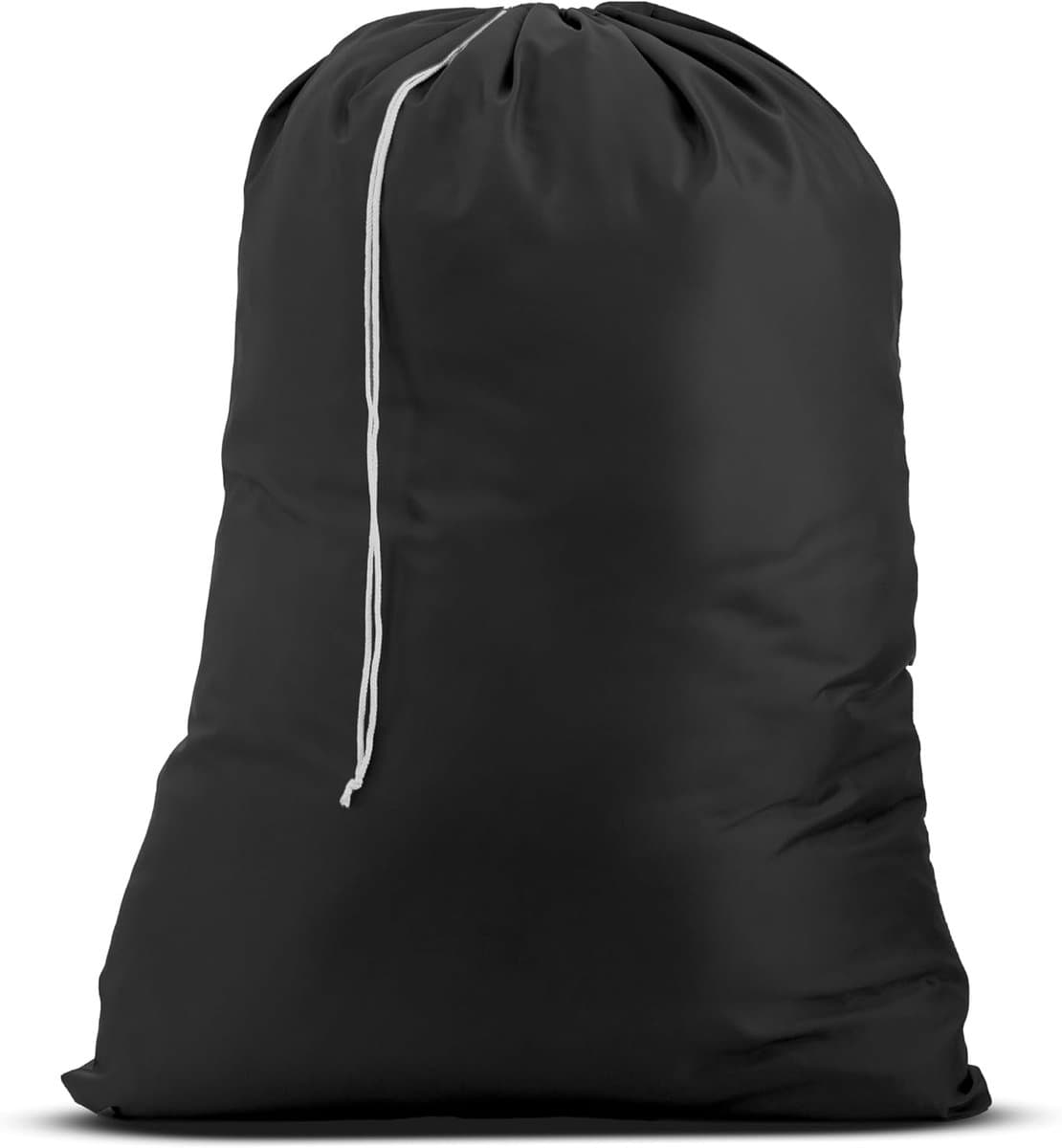 Nylon XL waszak, grote inhoud met afsluitbaar trekkoord, machinewasbaar, past in wasmand of kledingmand, geschikt voor twee ladingen kleding (zwart, 30" x 40") — afbeelding 1