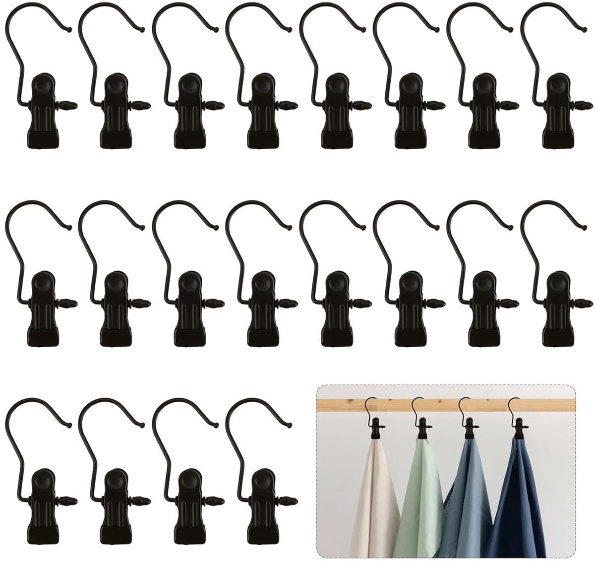 Kleerhangerclips - 360 graden draaibaar - 20 stuks - roestvrij staal — afbeelding 1