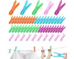 50 Stuks Duurzame Wasknijpers in Verschillende Kleuren