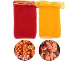 Set van 20 stevige aardappel- en groentenzakken met trekkoord, geel en rood